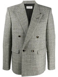 Saint Laurent deconstructed check double-breasted blazer