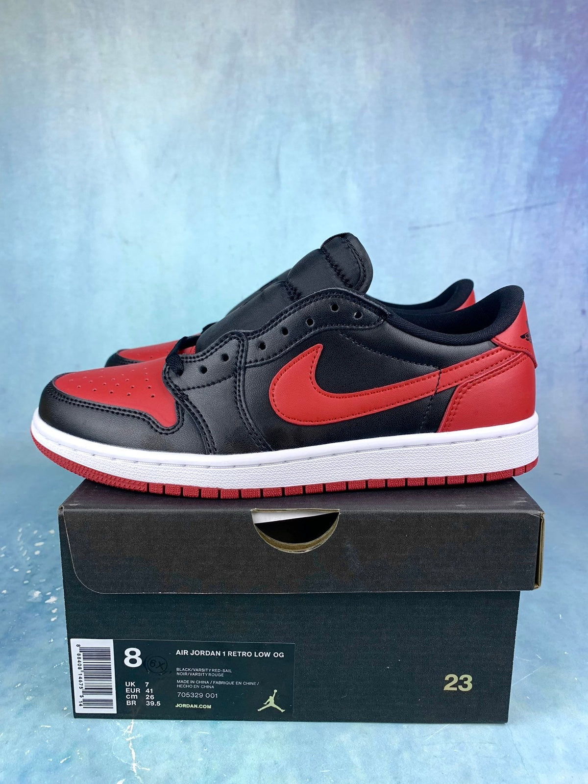 Air Jordan 1 Low Bred Black/Red 705329-001 Unisex Sneakers