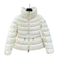 Moncler Ivory Stand-Collar Down Puffer Jacket with Drawstring Waist