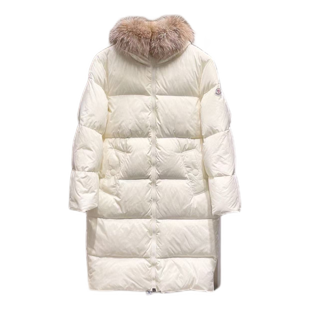 Moncler Marrionnier Long Down Puffer Coat in Ivory