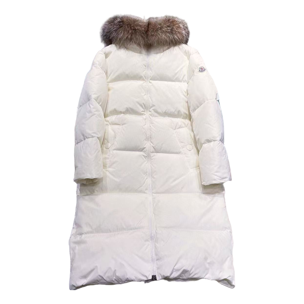 Moncler Marrionnier Long Down Puffer Coat in Ivory