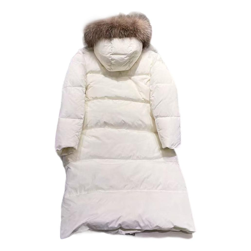Moncler Marrionnier Long Down Puffer Coat in Ivory