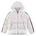 Moncler Tricolour Sleeve-Stripe Hooded Puffer Jacket in White