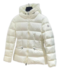 Moncler Ivory Fitted Short Hooded Down Puffer Jacket