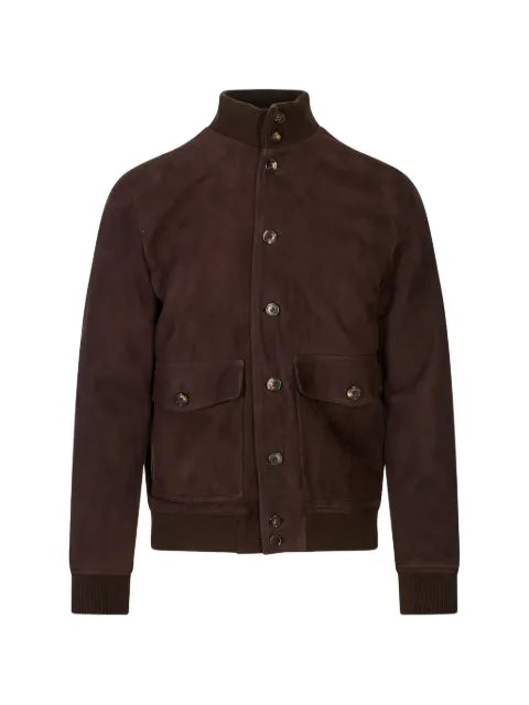 Stewart button-up suede bomber jacket