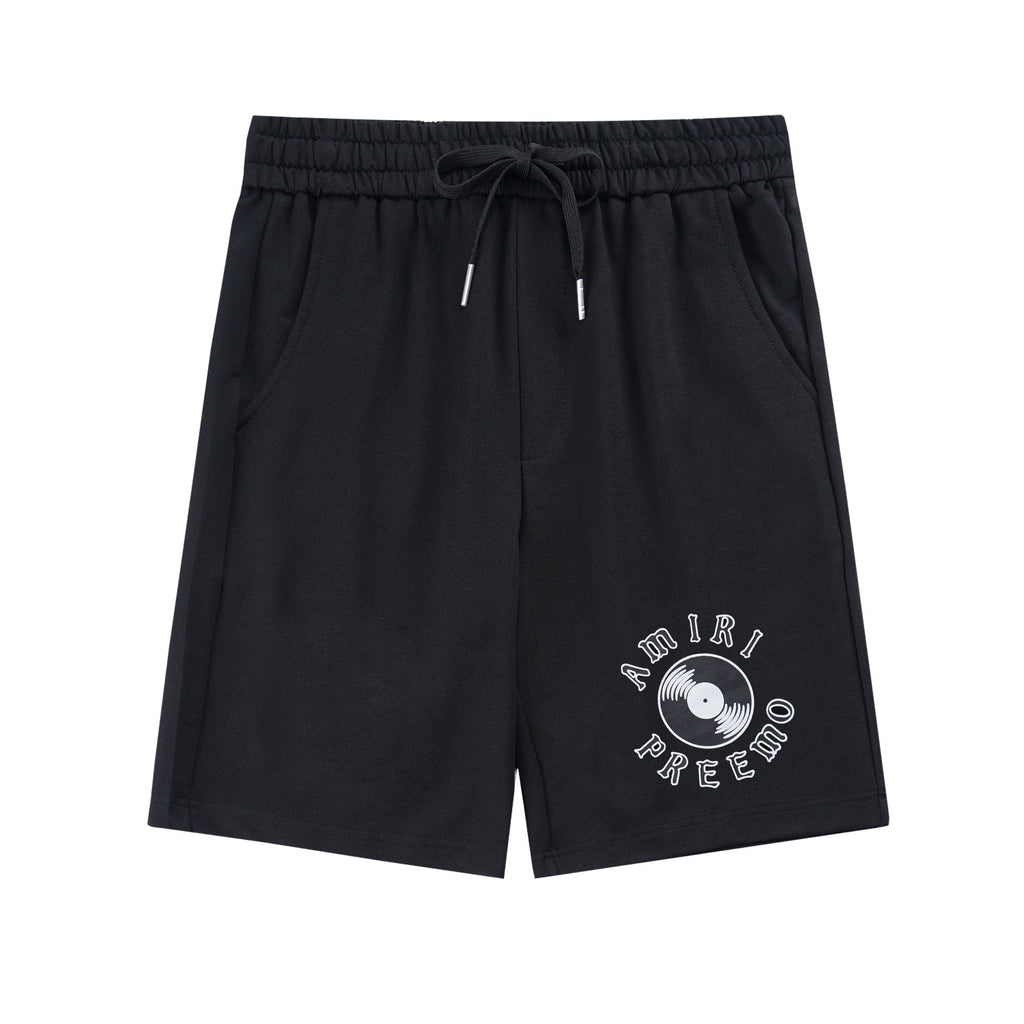 Amiri Paisley Leopard Letter Drawstring Sweat Shorts Streetwear