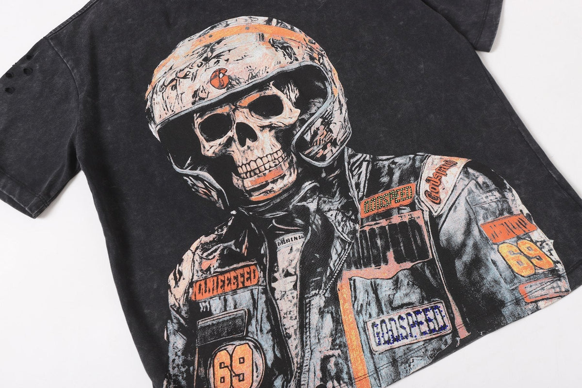 Godspeed Distressed Rhinestone Graphic T-Shirt