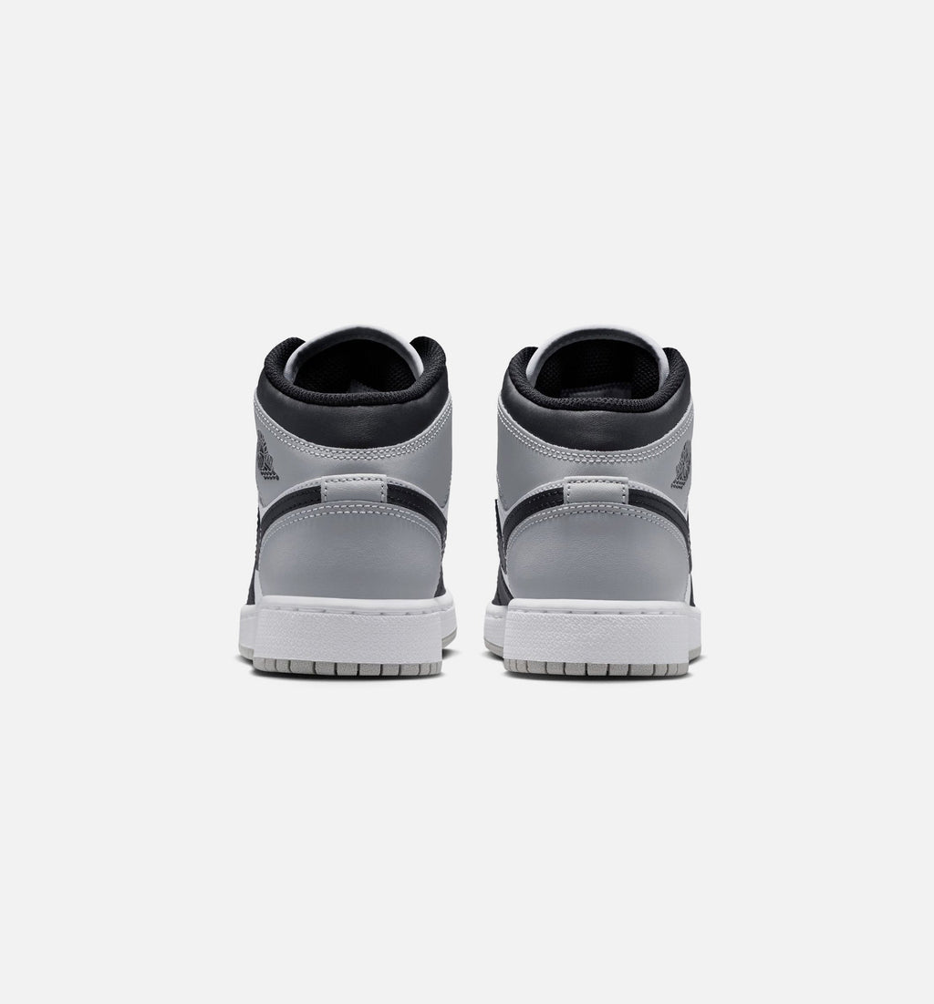 Air Jordan 1 Mid Grade School Lifestyle Shoe - White/Light Smoke Grey/Black