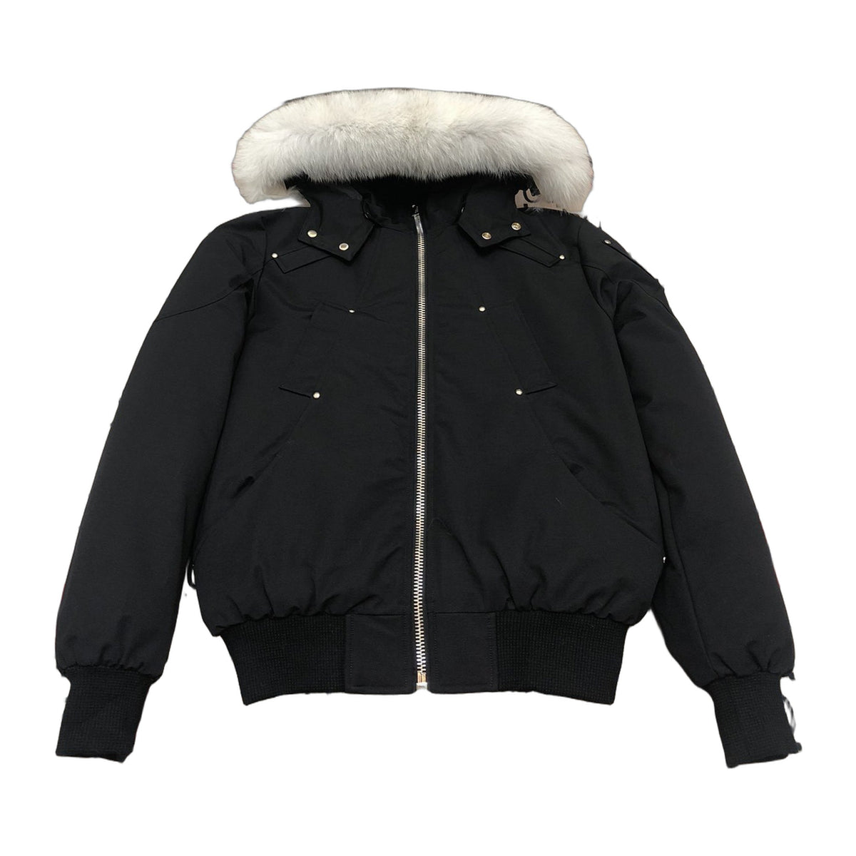 Moose Knuckles Men's Original Ballistic Shearling-Trim Down Bomber in Black