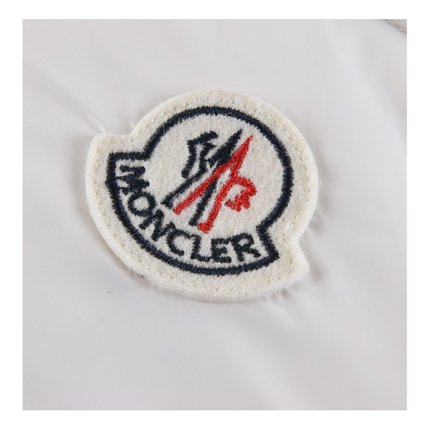 Moncler Glossy Hooded Down Puffer Jacket with Tricolour Sleeve Stripe