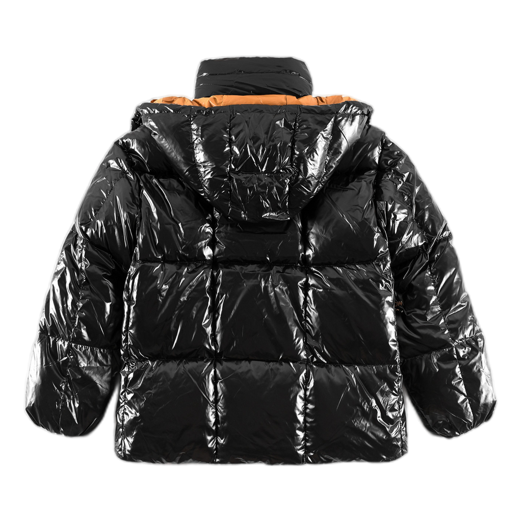 Moncler Black Glossy Short Down Puffer Jacket with Copper Lining