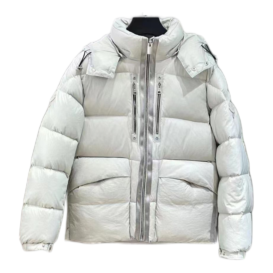 Moncler Off-White Hooded Down Puffer Jacket with Two-Way Zip