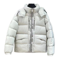 Moncler Off-White Hooded Down Puffer Jacket with Two-Way Zip