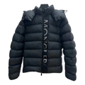 Moncler Vertical-Logo Snap-Front Down Puffer Jacket in Black