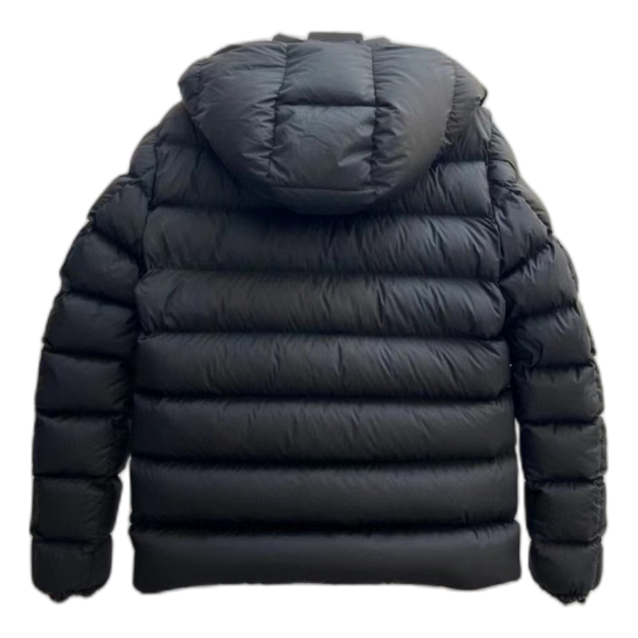 Moncler Vertical-Logo Snap-Front Down Puffer Jacket in Black