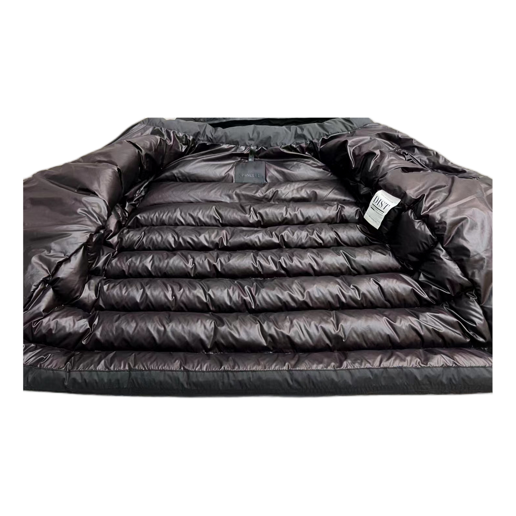 Moncler Vertical-Logo Snap-Front Down Puffer Jacket in Black