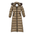 Moncler Hudson Long Down Puffer Coat with Fur Trim