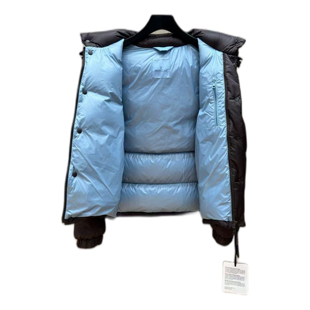 Moncler Oversized Hooded Down Puffer Jacket with Chest Logo Badge