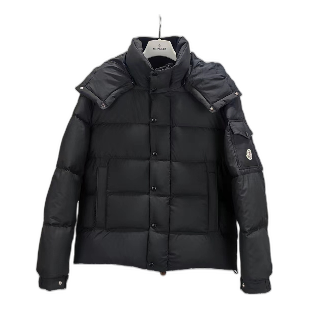 Moncler Maya Matte Hooded Down Puffer Jacket in Black