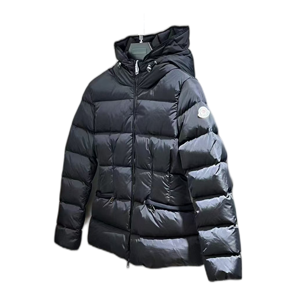Moncler Fitted Down Puffer Jacket with Adjustable Drawstring Hood