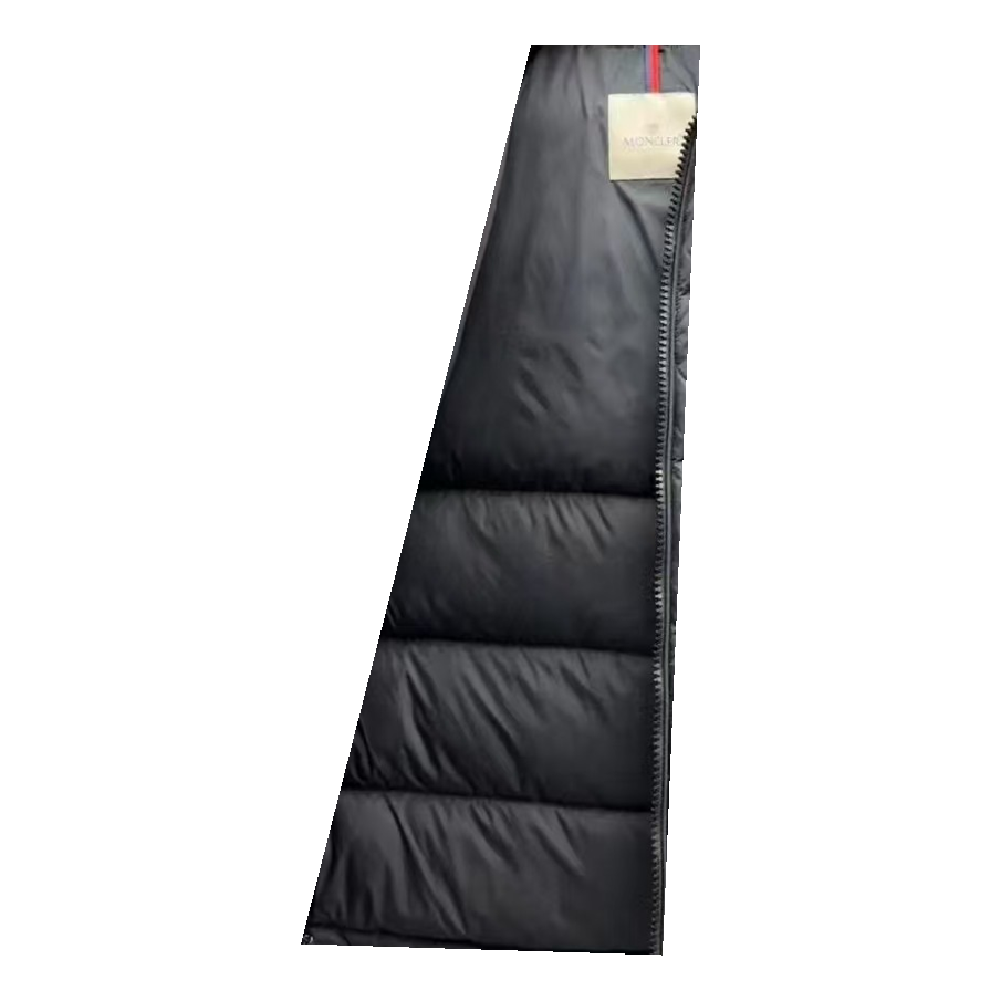 Moncler Black Long Down Puffer Jacket with Fur-Trim Hood