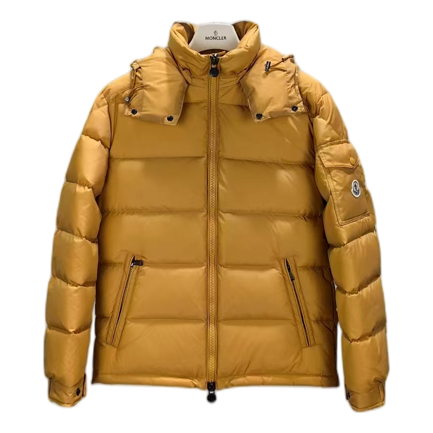Moncler Maya Hooded Down Puffer Jacket in Yellow