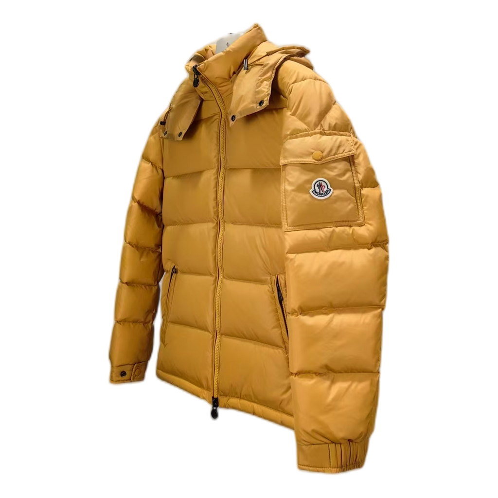 Moncler Maya Hooded Down Puffer Jacket in Yellow