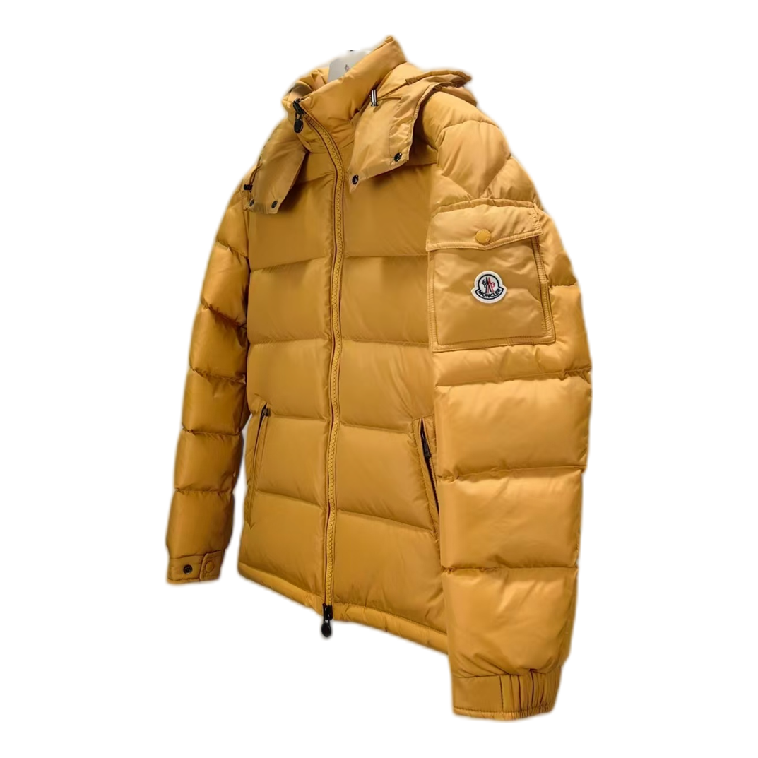 Moncler Maya Hooded Down Puffer Jacket in Yellow