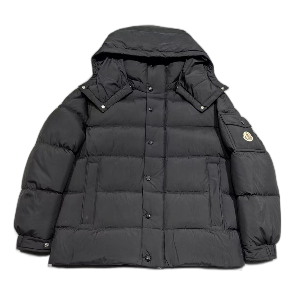 Moncler Matte Hooded Down Puffer Jacket with Snap Front