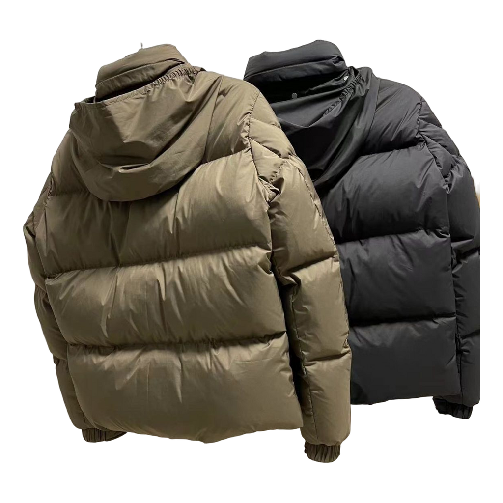 Moncler Wide-Quilt Hooded Down Puffer Jacket with Tonal Logo Patch