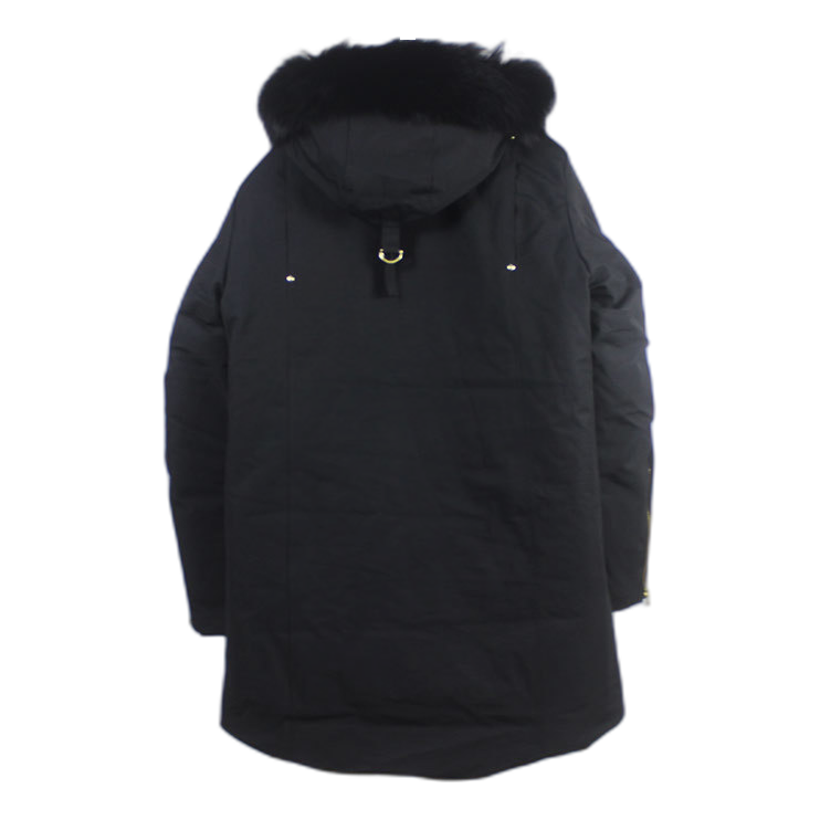 Moose Knuckles Stag Lake Down Parka with Fur-Trim Hood & Gold-Tone Hardware in Black