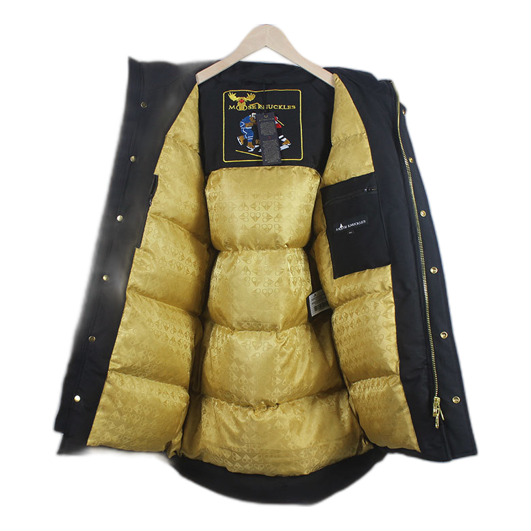 Moose Knuckles Stag Lake Down Parka with Fur-Trim Hood & Gold-Tone Hardware in Black