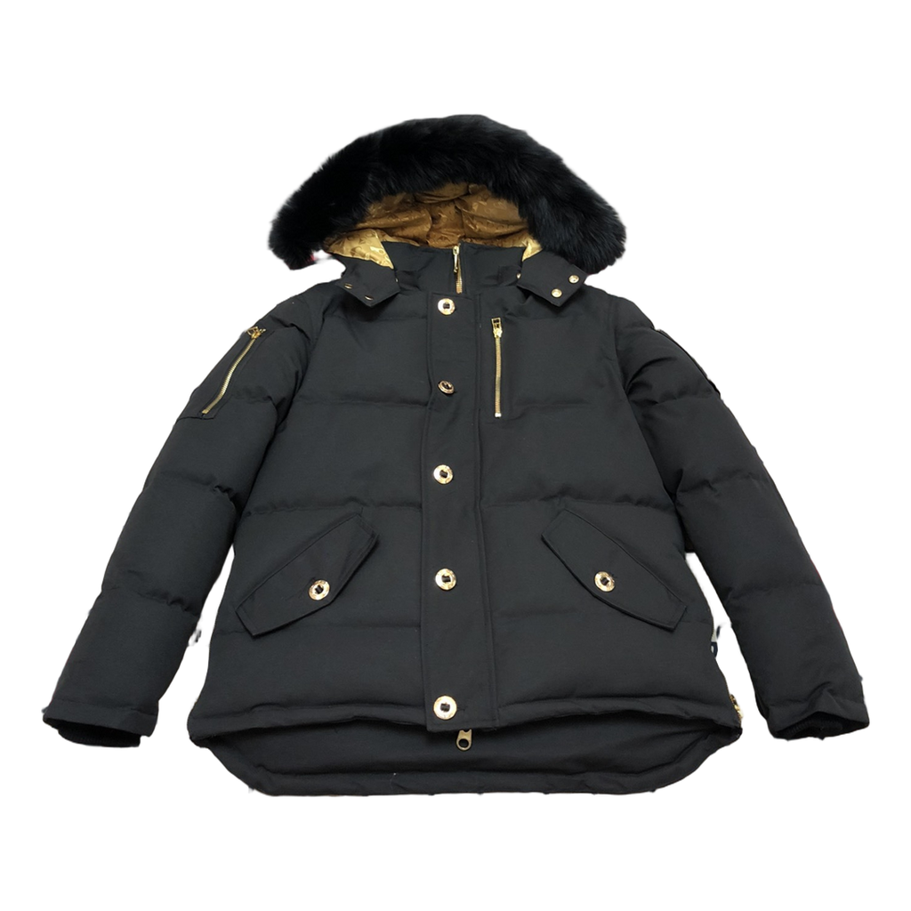 Moose Knuckles Gold 3Q Fur-Trim Down Puffer Jacket in Black
