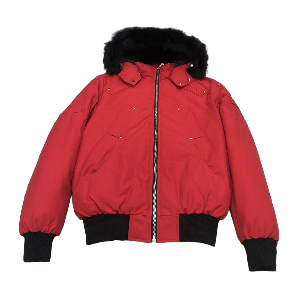Moose Knuckles Men's Original Ballistic Shearling-Trim Down Bomber in Black