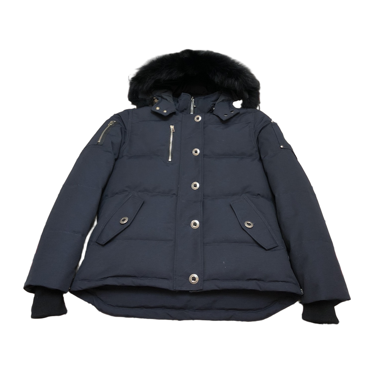 Moose Knuckles Women's Original 3Q Shearling-Trim Down Jacket in Navy