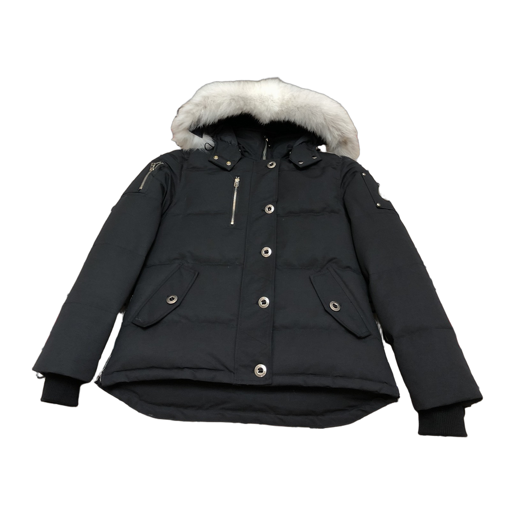 Moose Knuckles Women's Original 3Q Shearling-Trim Down Jacket in Navy