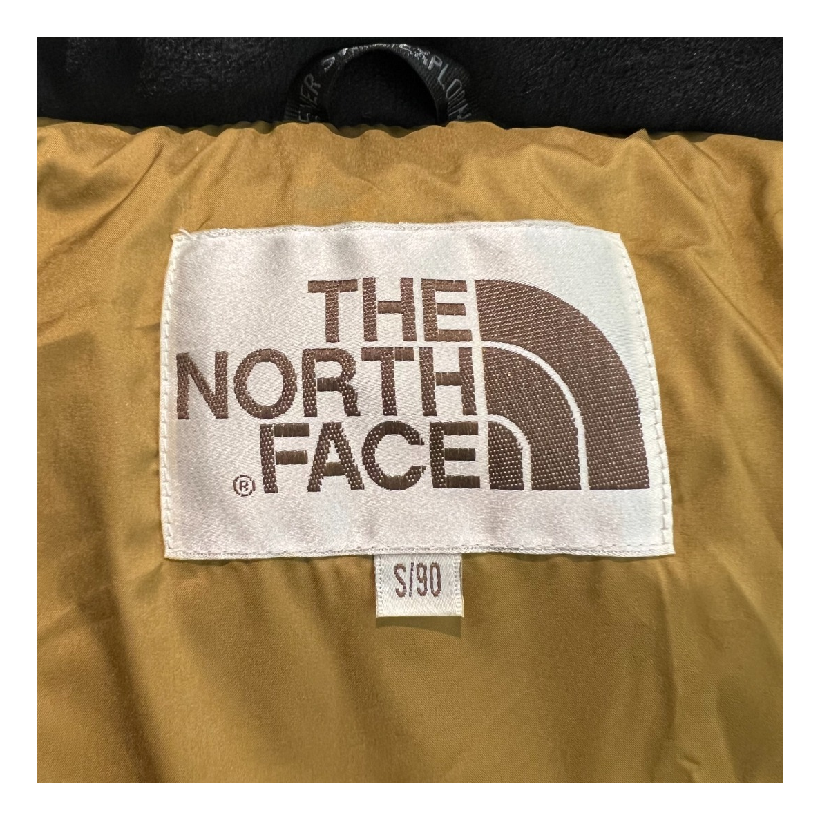The North Face Color-Block Long Hooded Down Coat in Tan