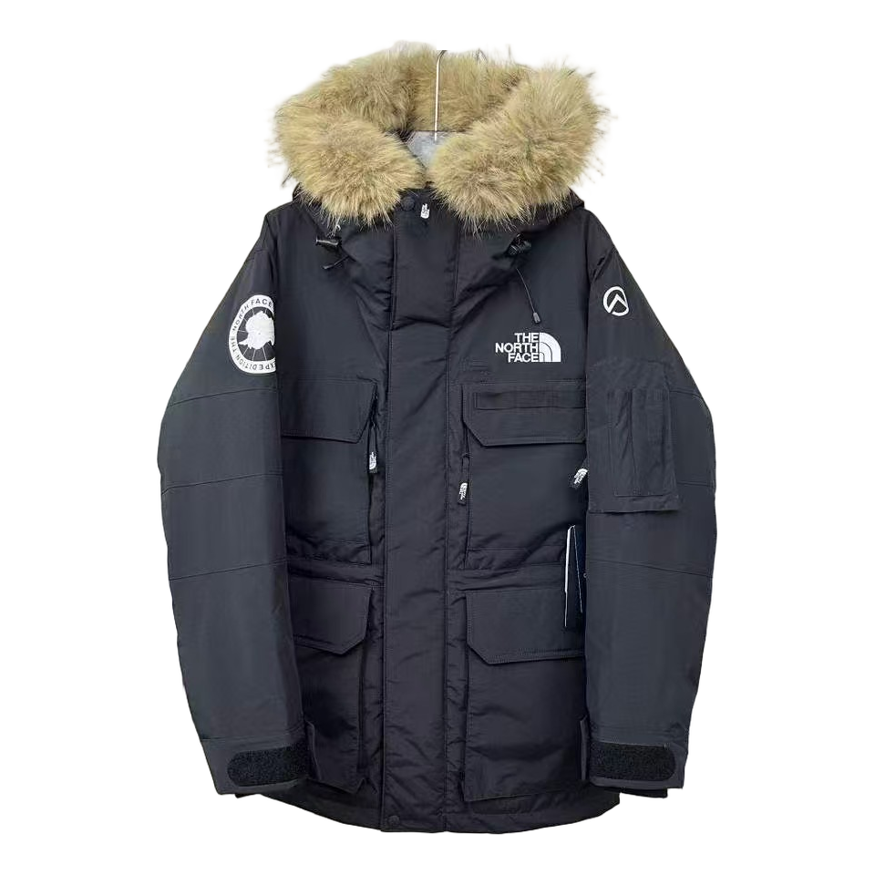 The North Face Four-Pocket Faux Fur-Trim Hooded Parka in Graphite