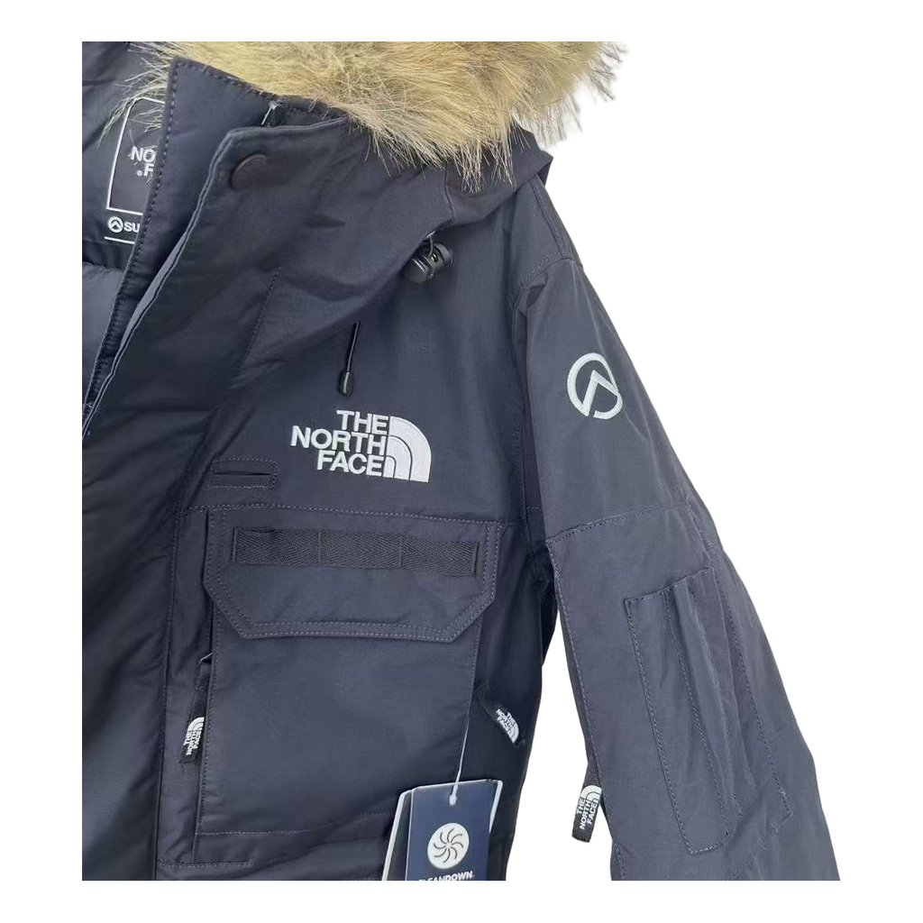 The North Face Four-Pocket Faux Fur-Trim Hooded Parka in Graphite