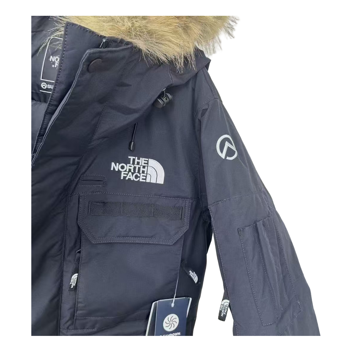 The North Face Four-Pocket Faux Fur-Trim Hooded Parka in Graphite