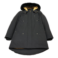 Moose Knuckles Gold-Lined Long Down Parka with Fur-Trim Hood in Black