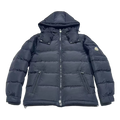 Moncler Sleeve-Pocket Hooded Down Puffer Jacket in Navy