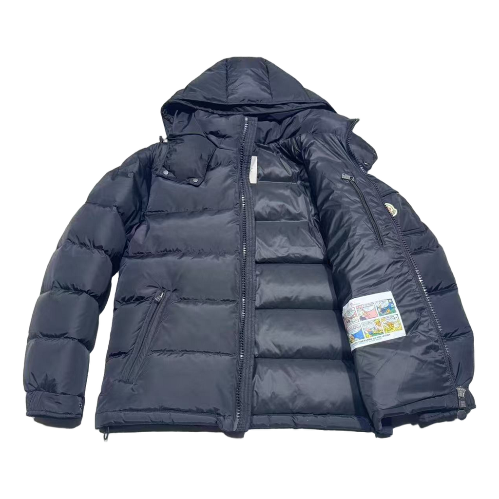 Moncler Sleeve-Pocket Hooded Down Puffer Jacket in Navy