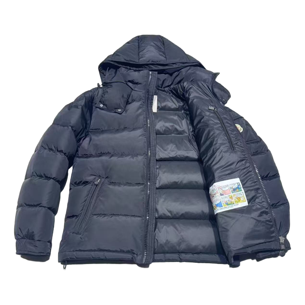 Moncler Sleeve-Pocket Hooded Down Puffer Jacket in Navy