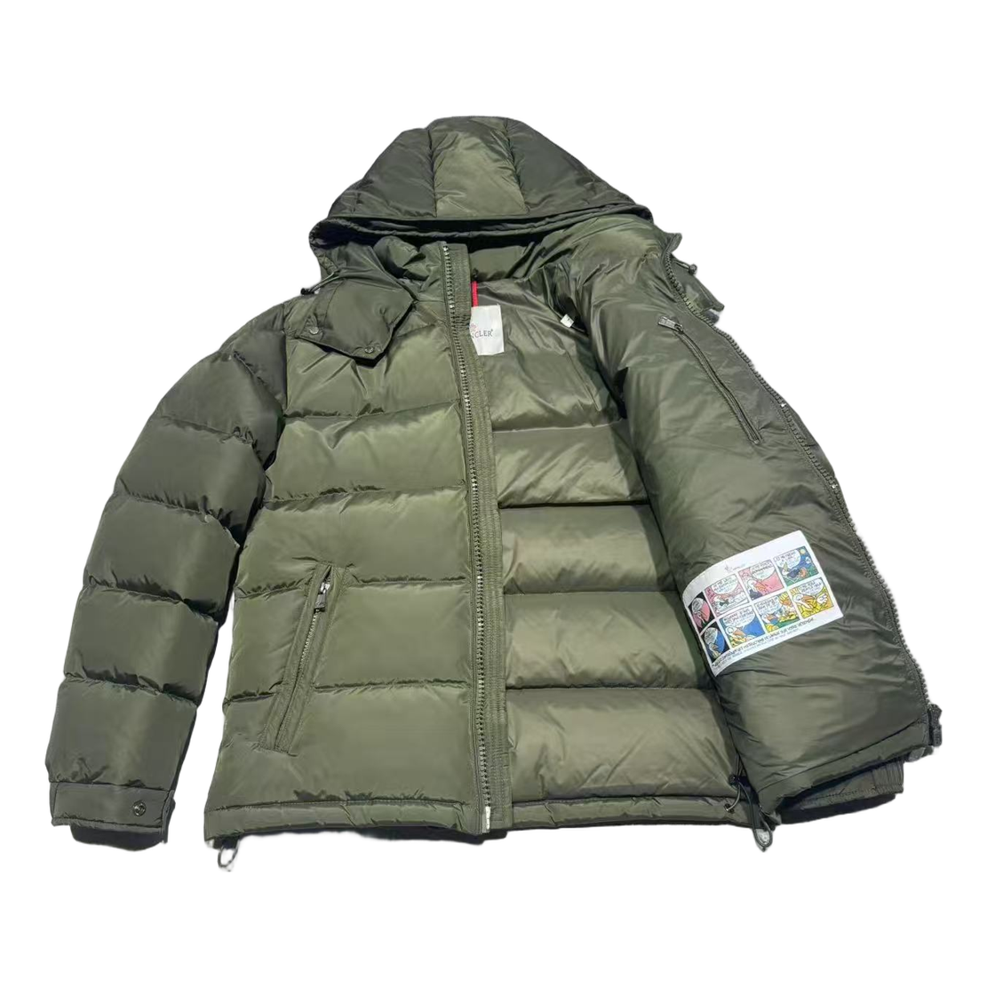 Moncler Maya Matte Hooded Down Puffer Jacket in Olive Green