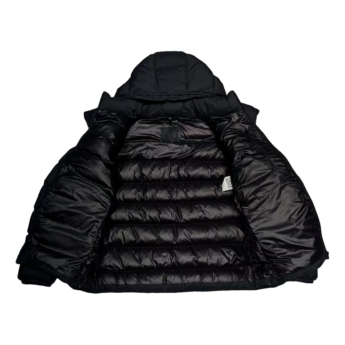 Moncler Vertical-Logo Hooded Down Puffer Jacket in Black