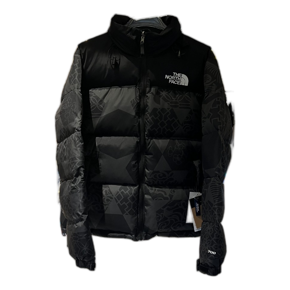 The North Face 1996 Nuptse Patterned Down Puffer Jacket in Black