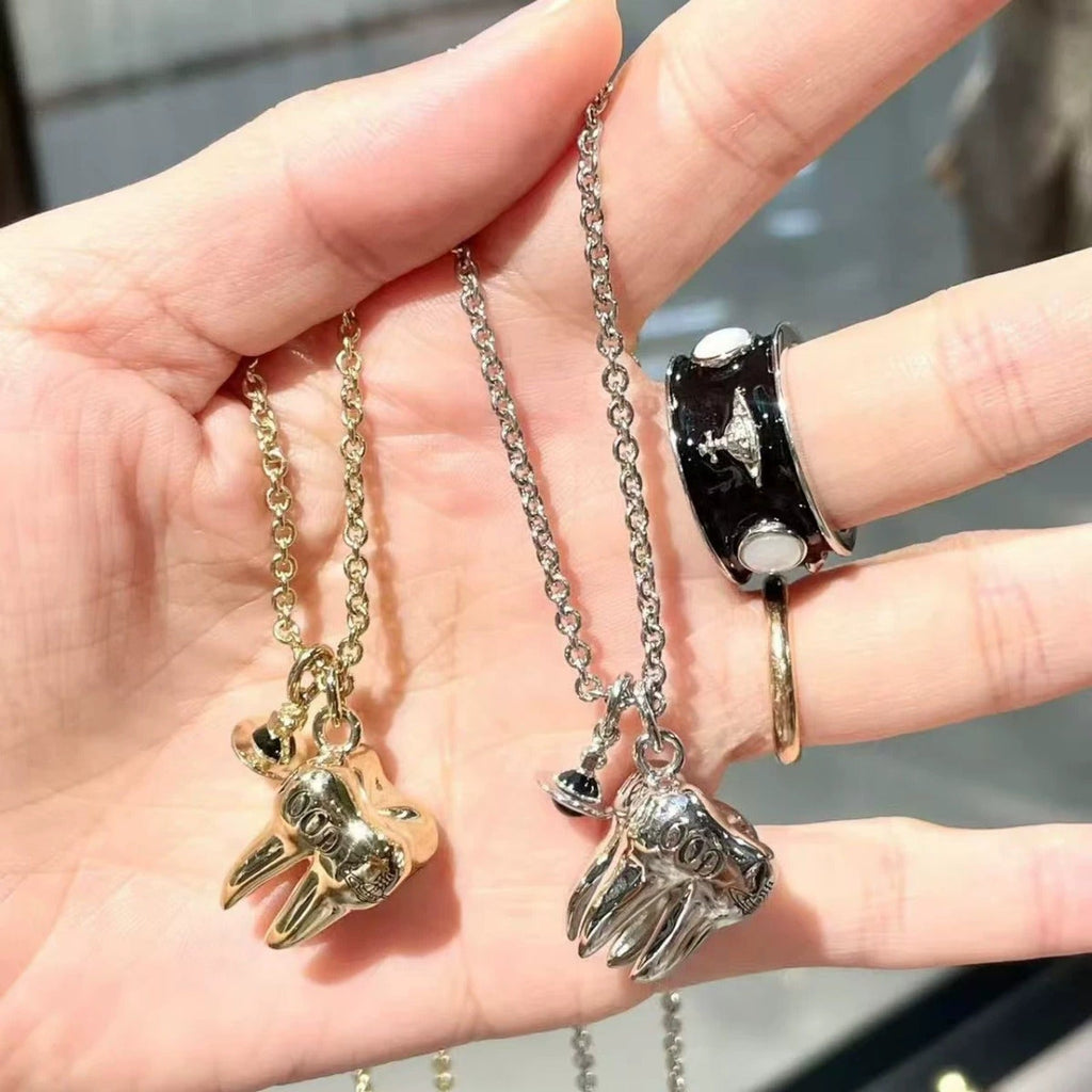 Vivienne Westwood Style Tooth Orb Pendant Necklace