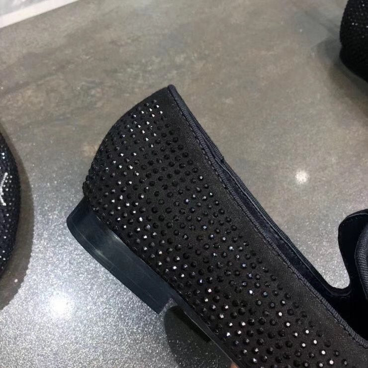 Giuseppe Zanotti Black Studded Velvet Slip-On Loafers
