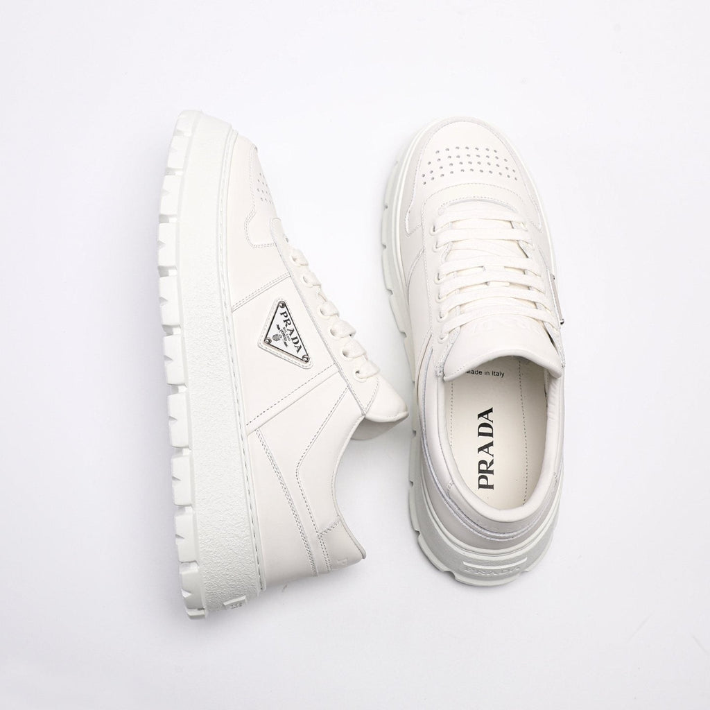 Prada Men's Triangle Plaque Low-Top Sneakers - Textured Lug Outsole
